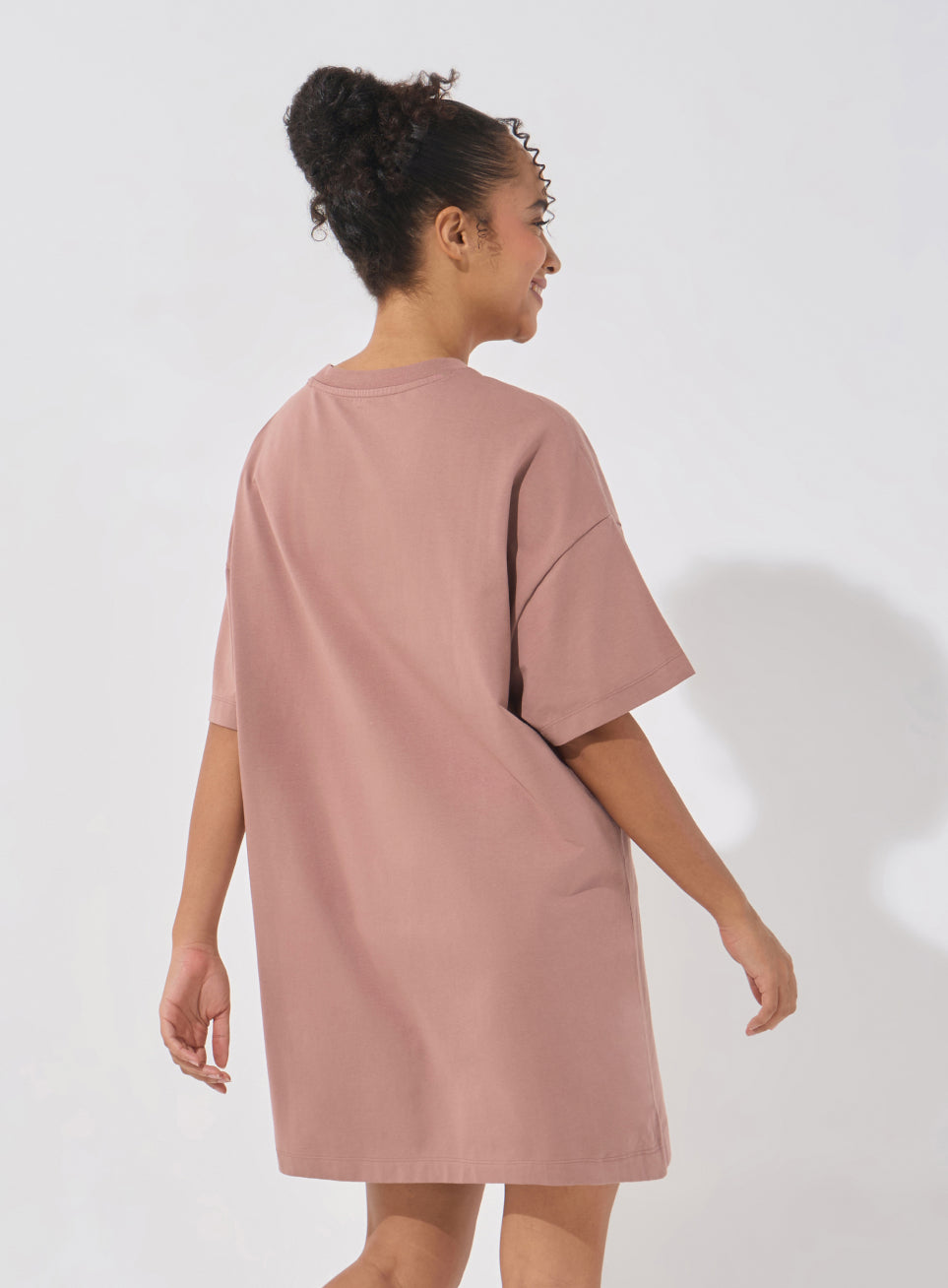 Women's Brown Soft Form Oversized T-shirt Dress