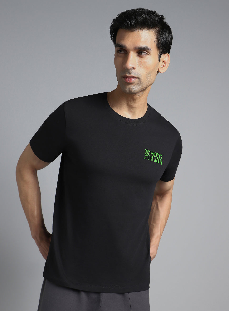 Men's Black Off Duty Print Graphic T-shirt