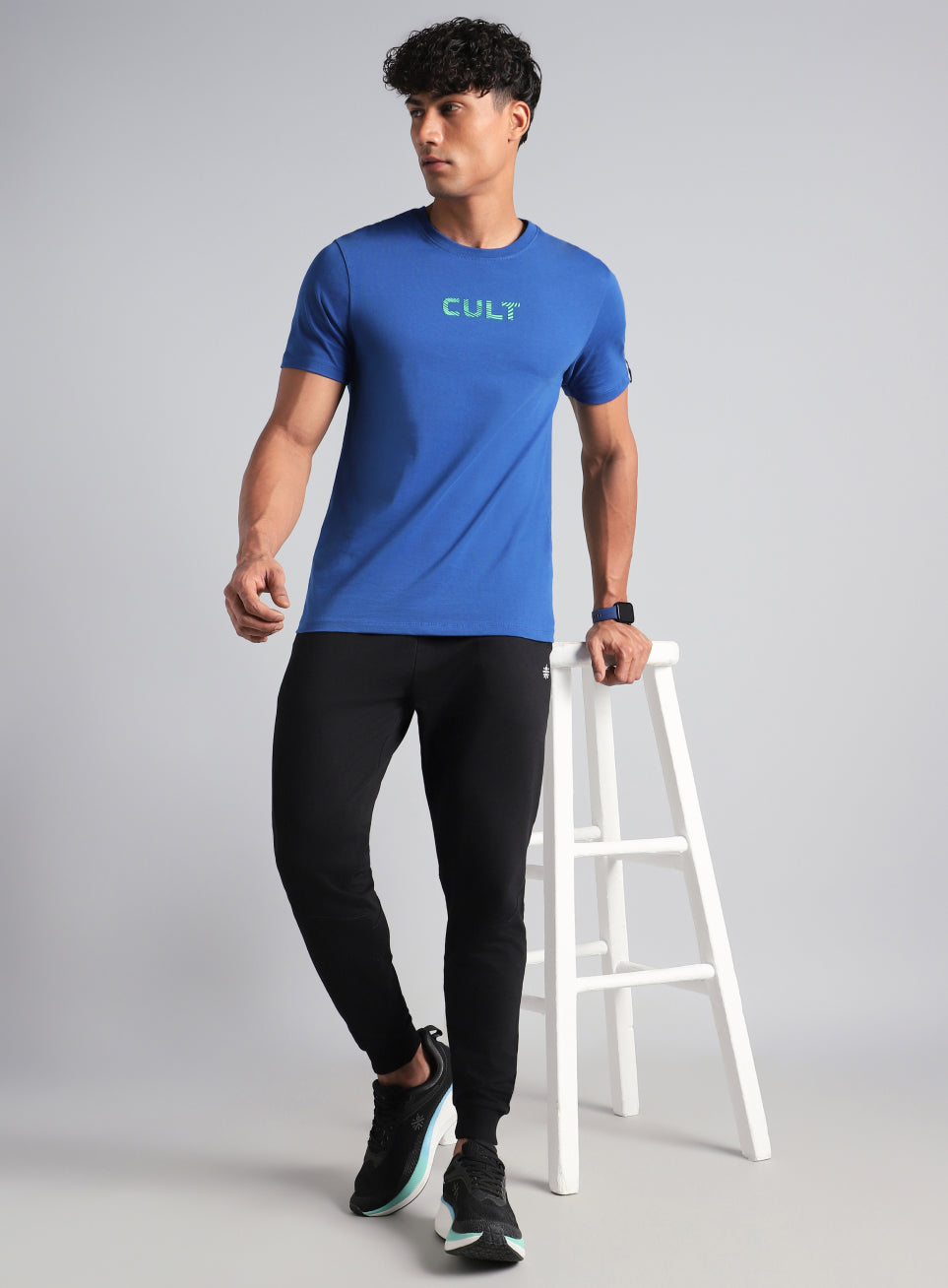 Men's Blue Cult Branding Printed T-shirt
