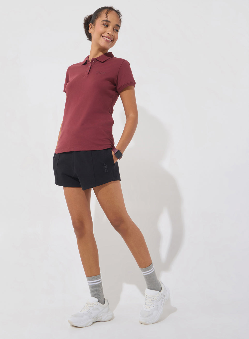 Women's Maroon Soft Form Classic Polo T-shirt