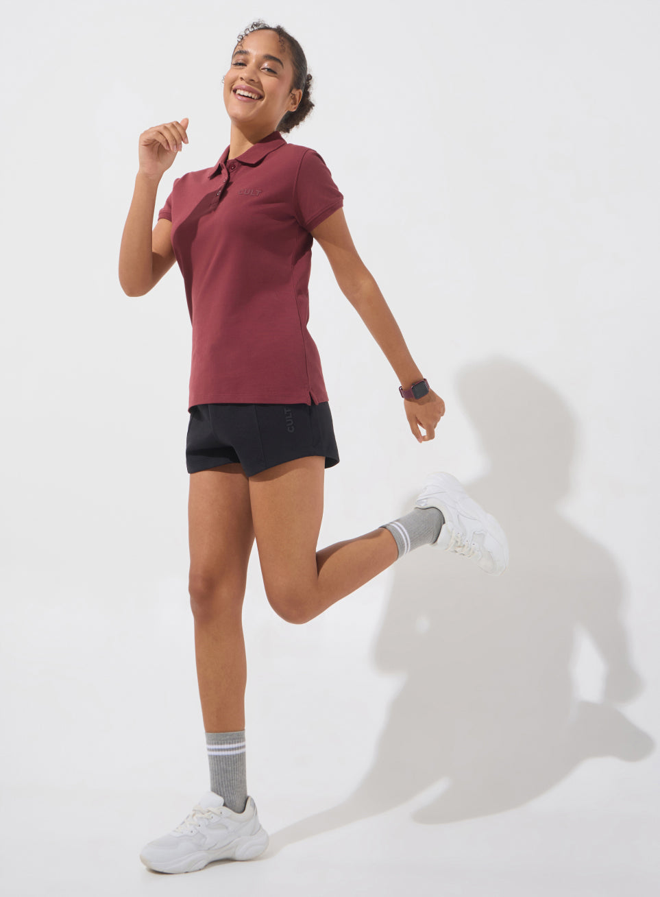 Women's Maroon Soft Form Classic Polo T-shirt