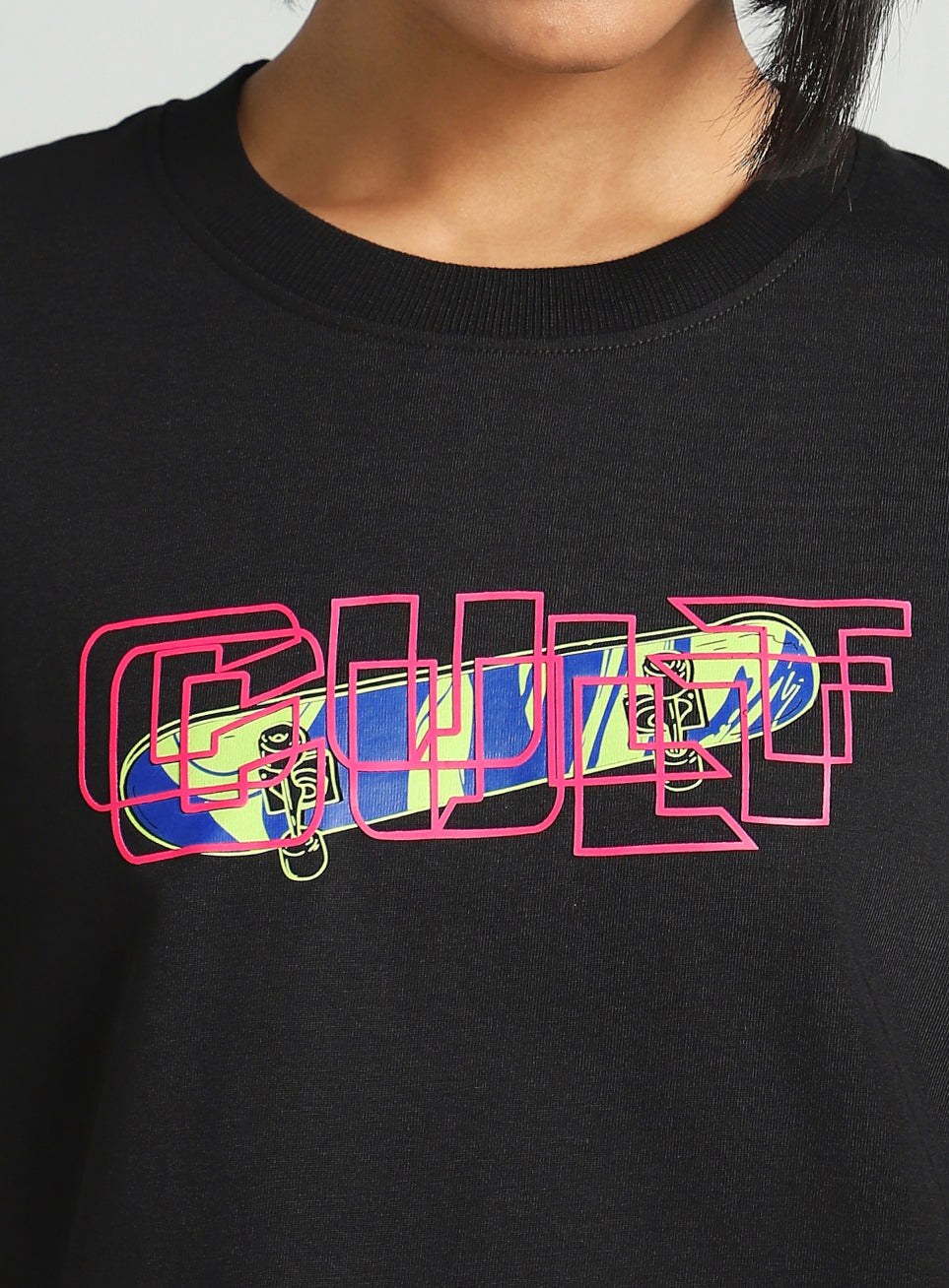 Women's Black Skate Graphic Oversized Fit T-shirt