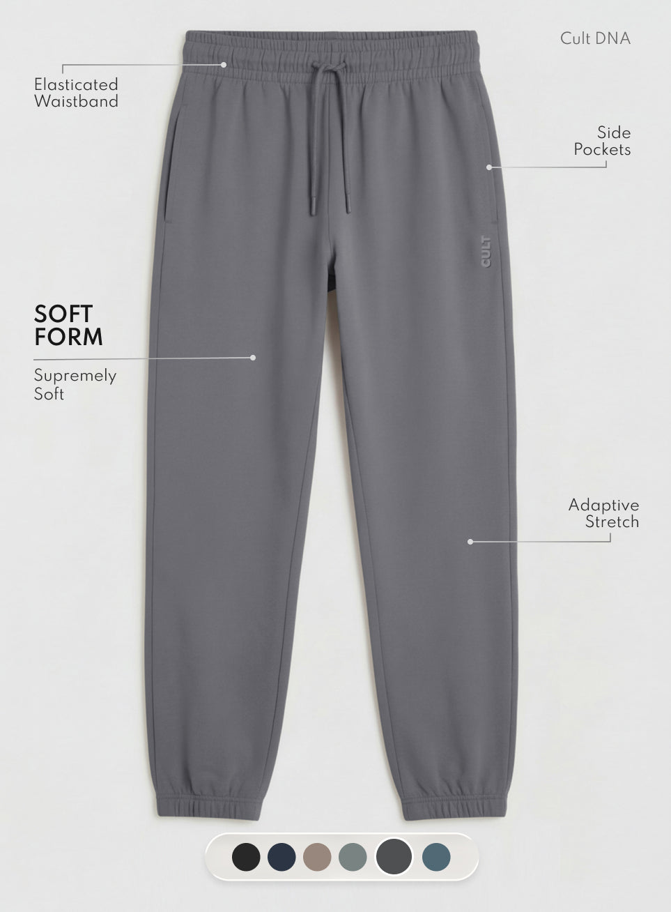 Men's Dark Grey Soft Form Classic Joggers