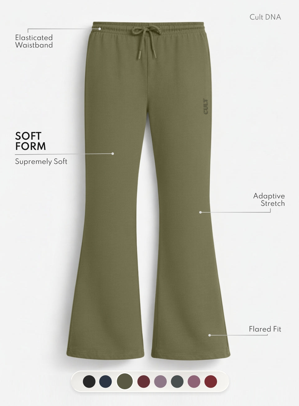 Women's Olive Soft Form Flow Flared Pants