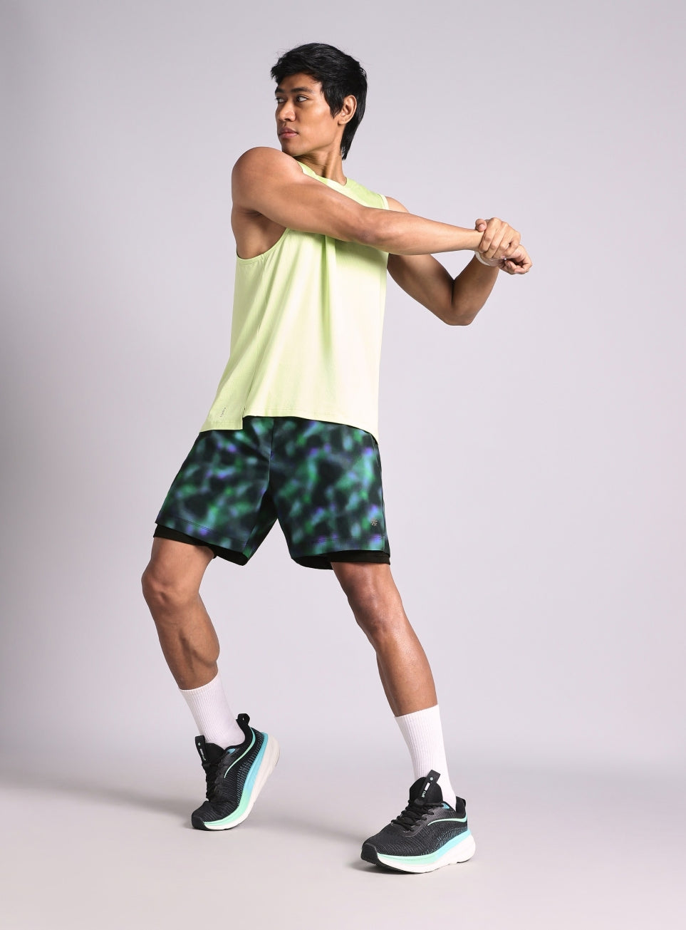 Men's Halo Print Night Run Shorts with Inbuilt Tights