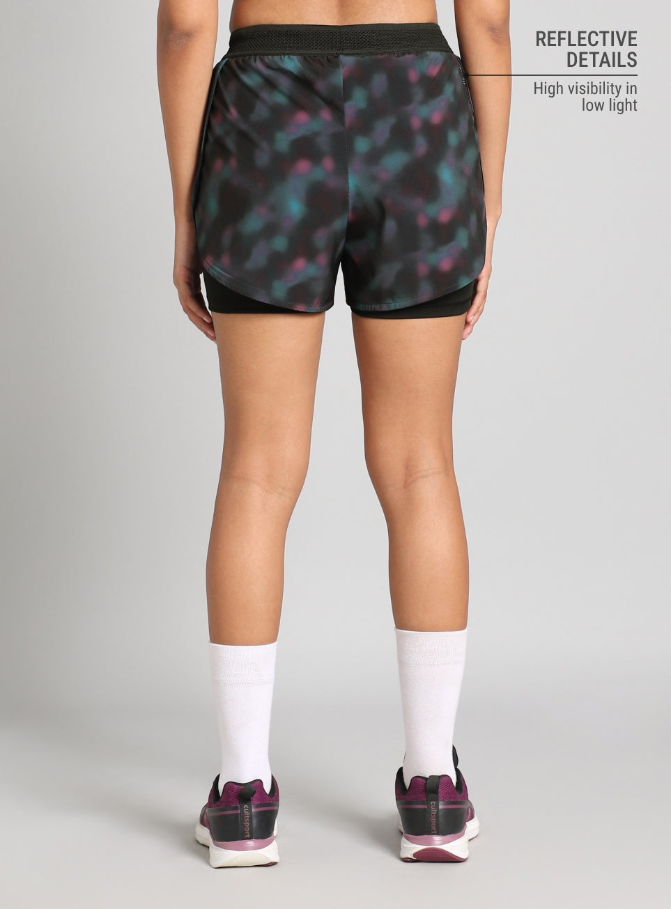 Women's Halo Print Night Run Shorts with inbuilt Tights