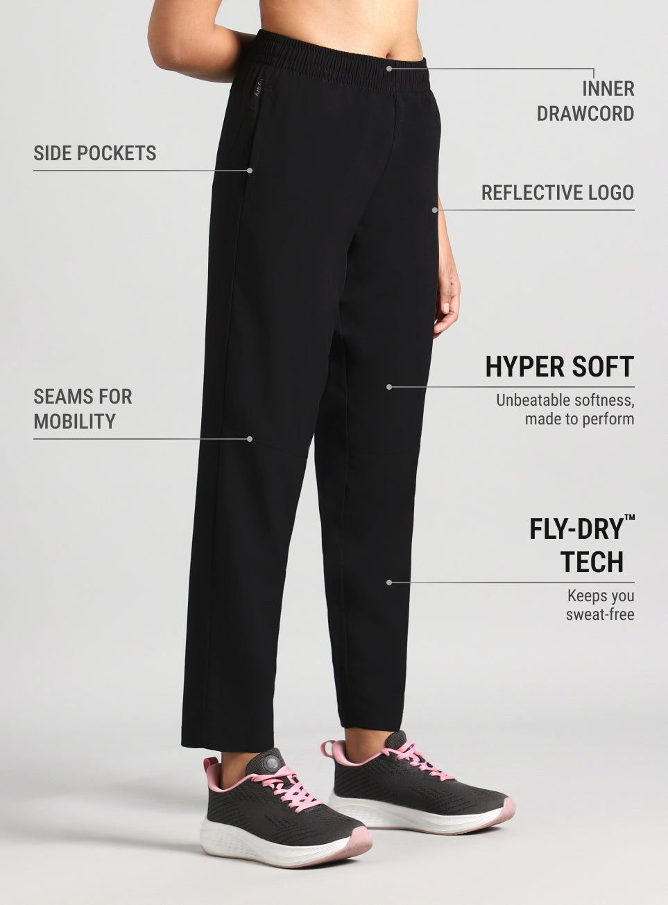 Women's Black The Run Project Trackpant