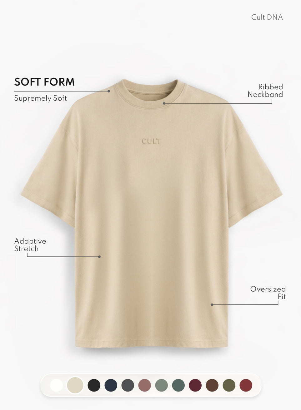 Men's Beige Soft Form Oversized T-shirt