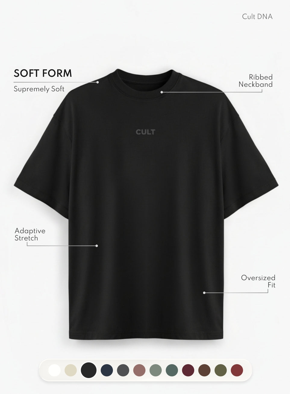 Men's Black Soft Form Oversized T-shirt