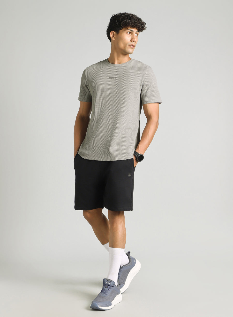 Men's Grey Essential Oversized Fit Waffle T-shirt