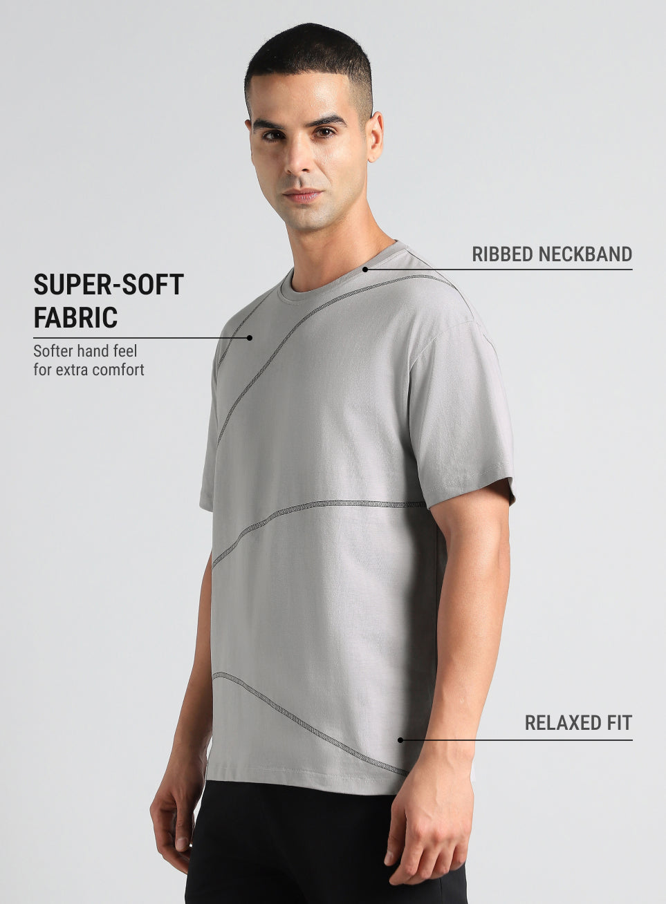 Men's Grey Basketball Imprint Relaxed Fit T-shirt