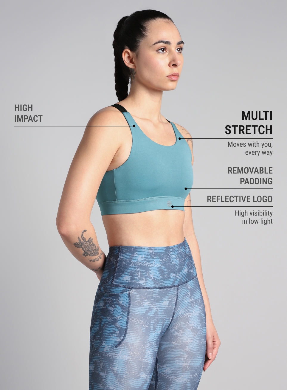 Women's Blue High Impact Running Bra