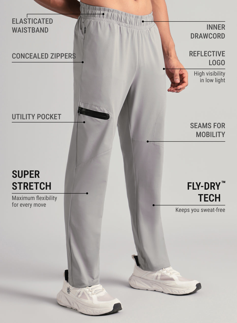 Men's Grey Runner's Flex Trackpants