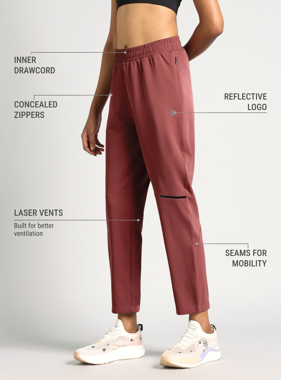 Women's Brown Pace Pro Running Trackpants