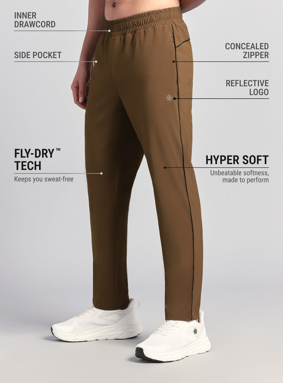 Men's Brown Run Elevate Trackpants
