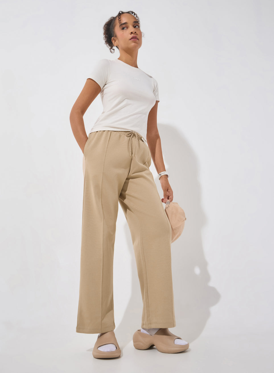 Women's Beige Ultra Luxe Tailored Trackpants