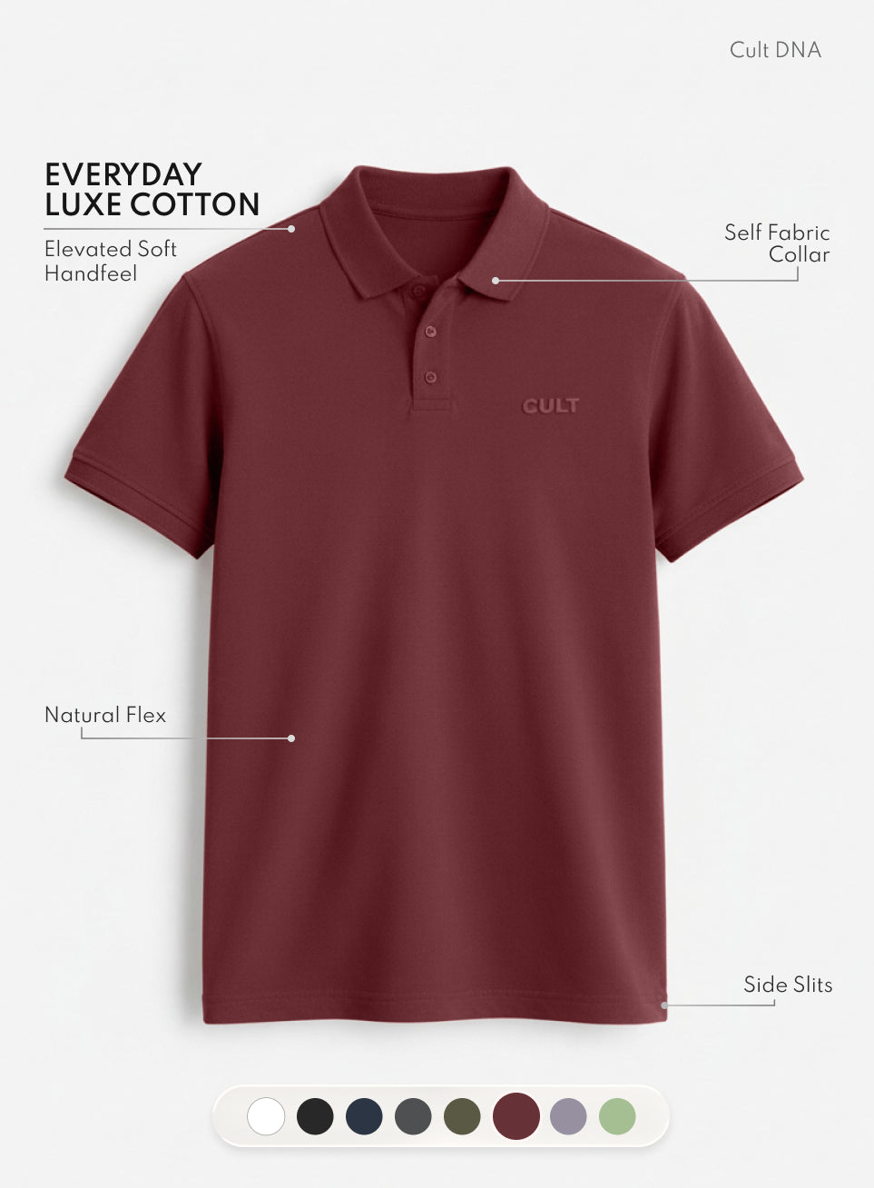Men's Maroon Everyday Luxe Cotton Polo T-shirt