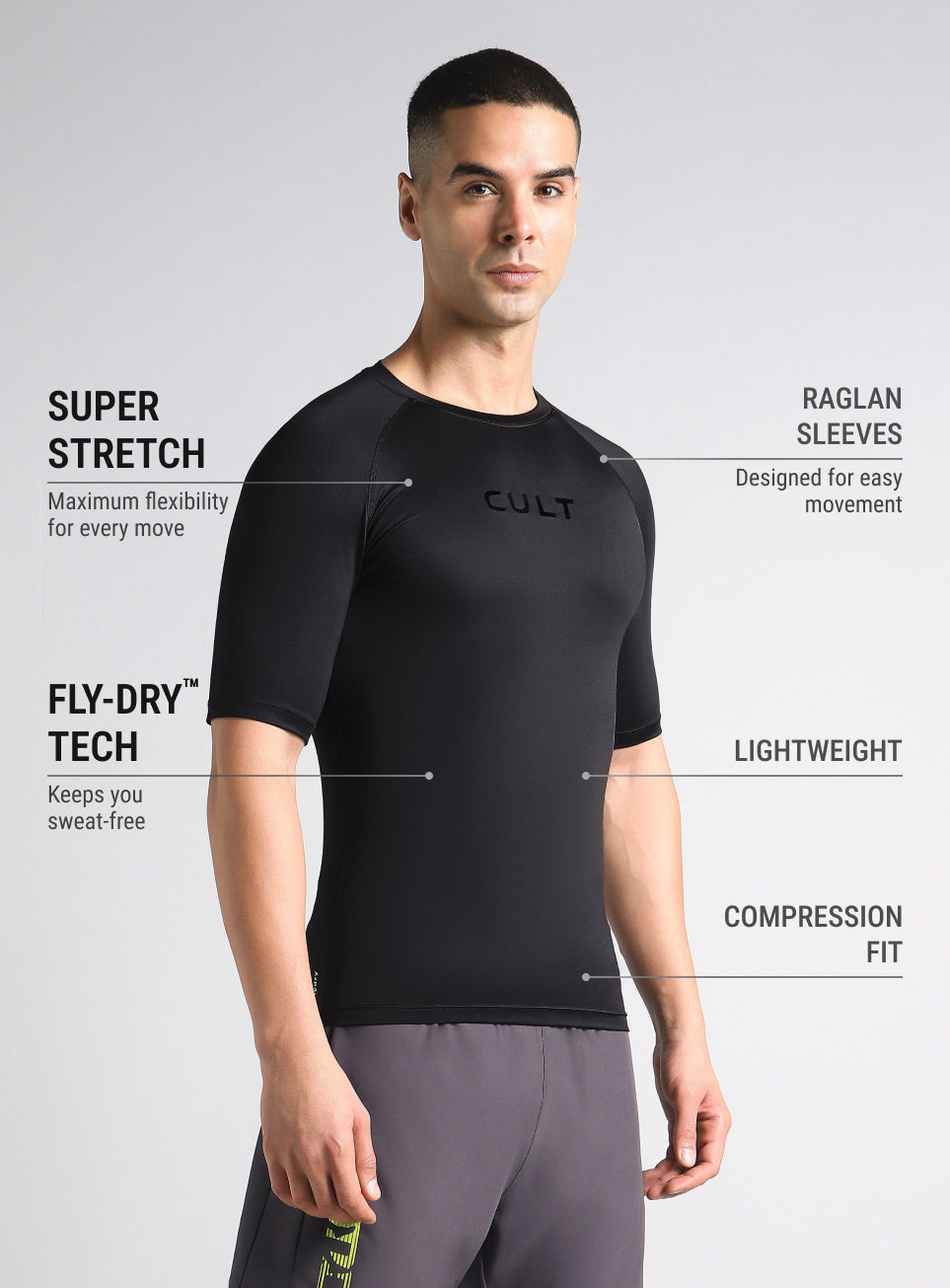 Men's Black Power Compression T-shirt