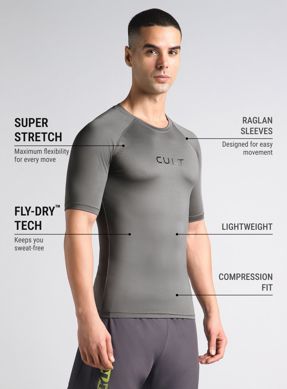 Men's Dark Grey Power Compression T-shirt