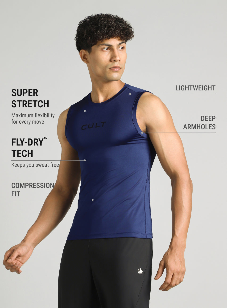 Men's Navy Power Lifter Compression Tank