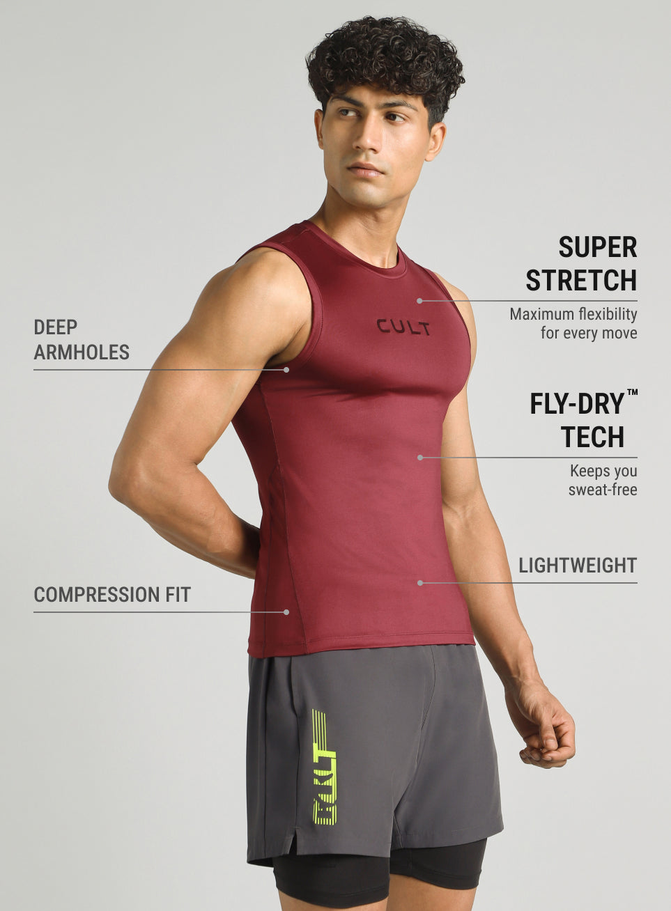 Men's Maroon Power Lifter Compression Tank