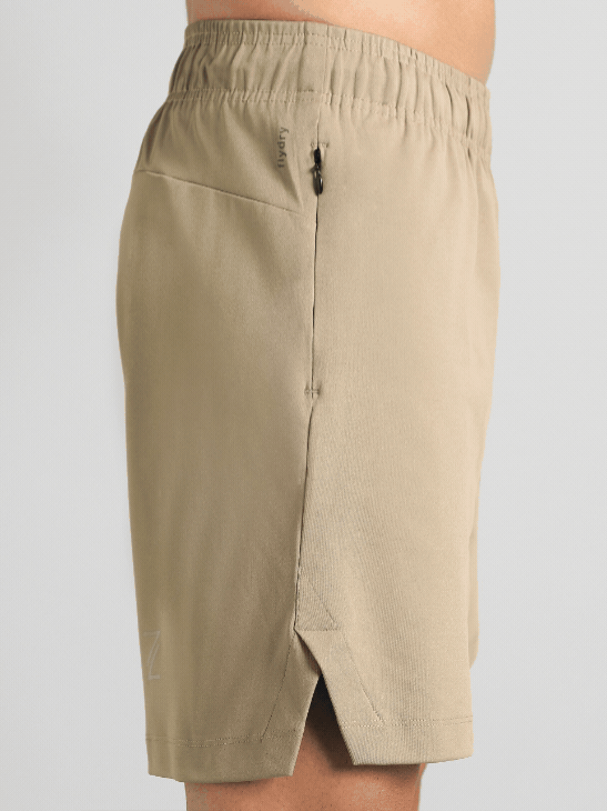 Men's Beige Pace Up Running Shorts