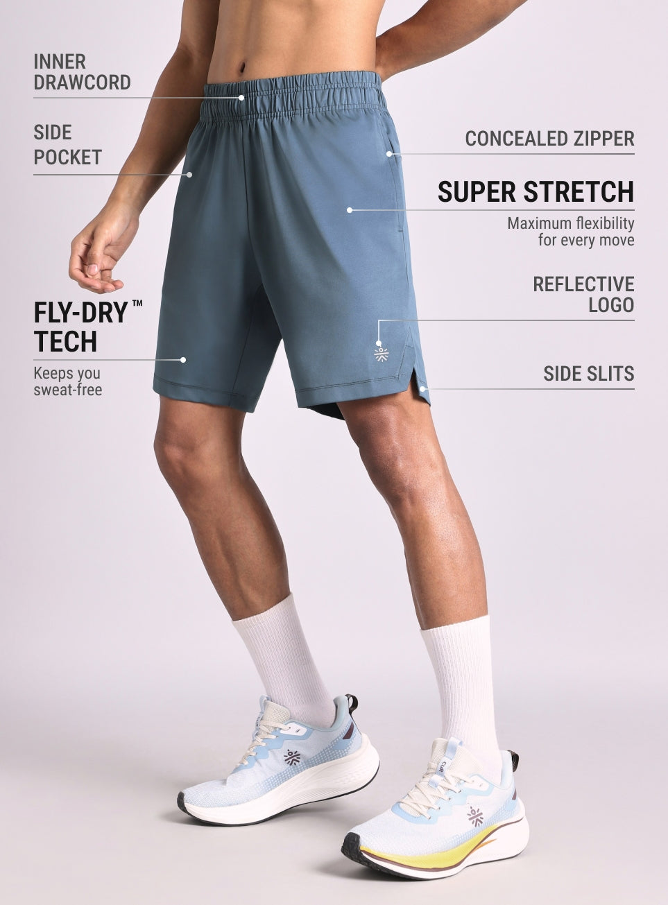 Men's Blue Pace Up Running Shorts