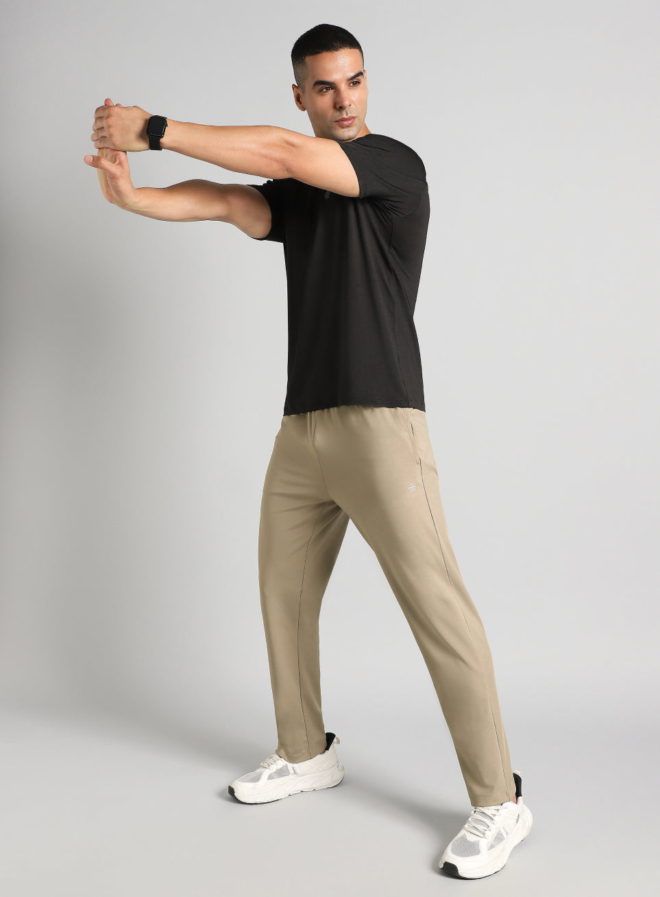 Men's Beige Runner's In Motion Graphic Trackpants