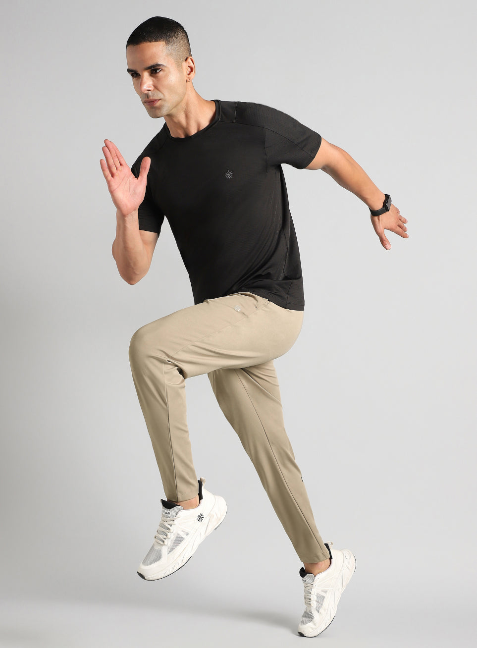 Men's Beige Runner's In Motion Graphic Trackpants