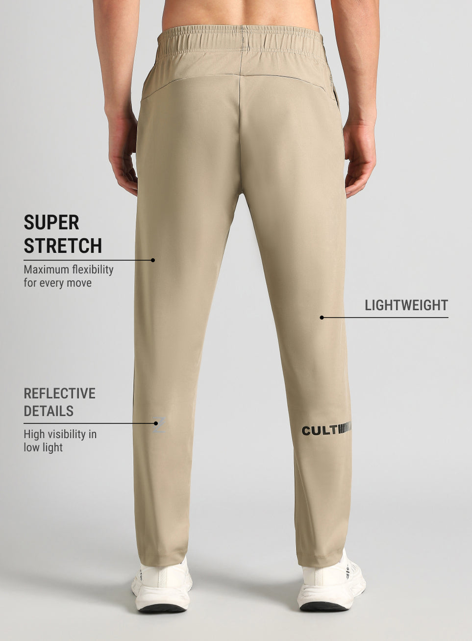 Men's Beige Runner's In Motion Graphic Trackpants