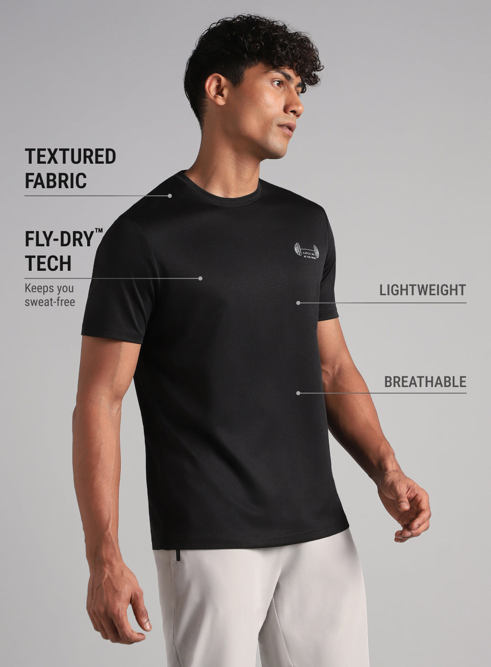 Men's Black Training Graphic T-Shirt