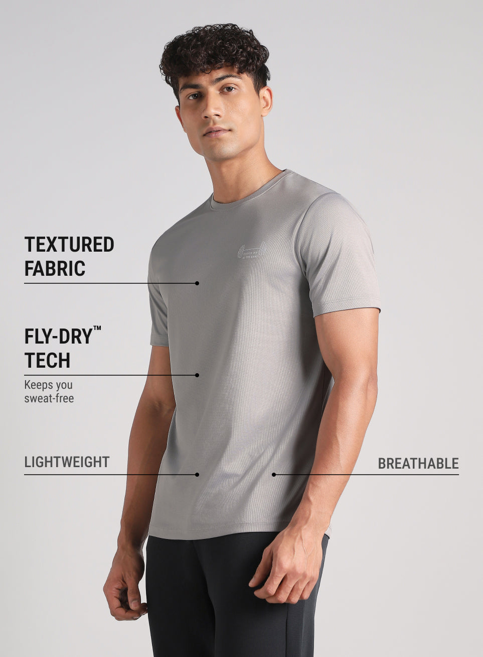 Men's Grey Training Graphic T-Shirt