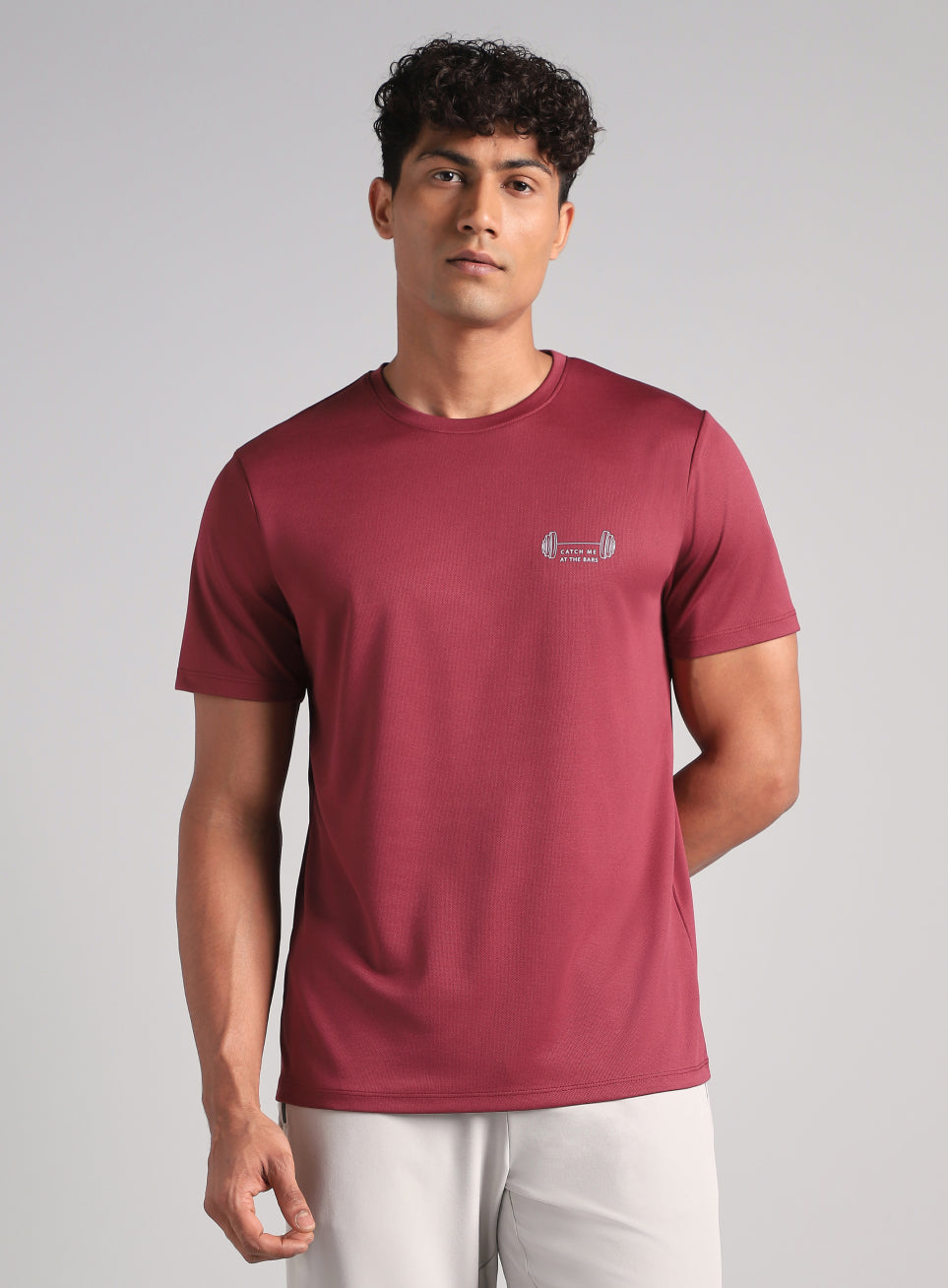 Men's Maroon Training Graphic T-Shirt