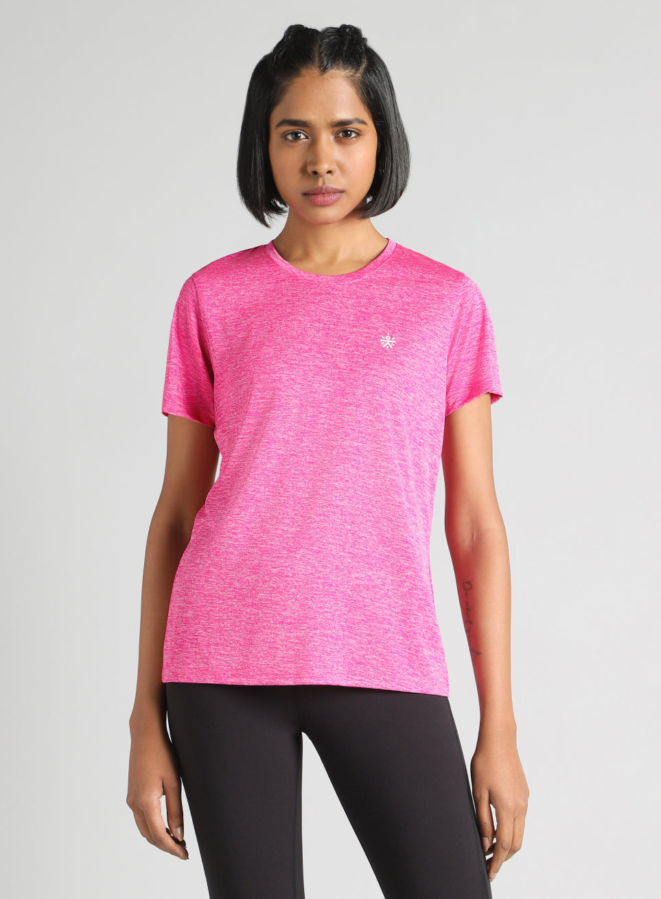 Women's Pink Textured Active T-Shirt