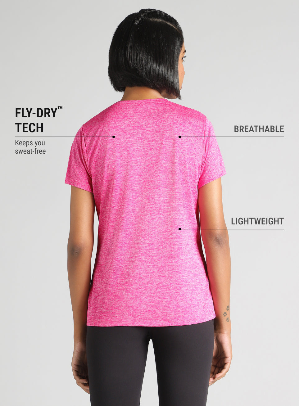 Women's Pink Textured Active T-Shirt