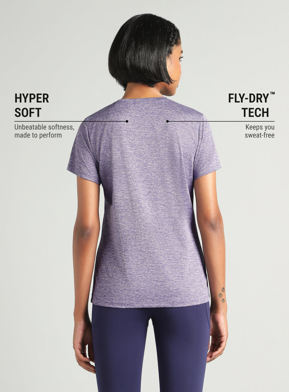 Women's Purple Textured Active T-Shirt
