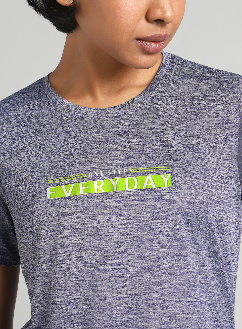 Women's Blue Training Textured T-shirt