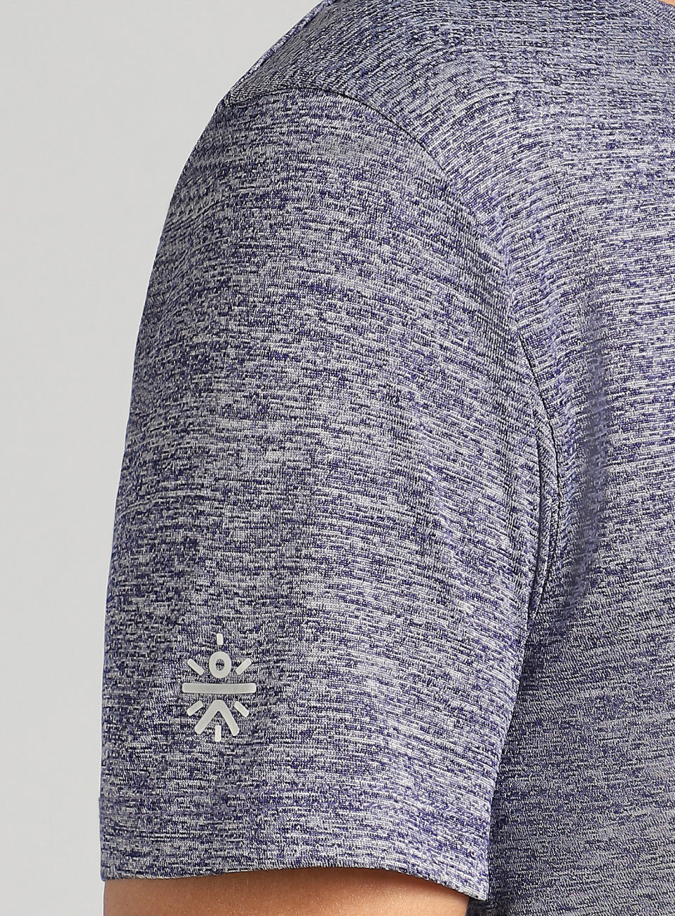 Women's Blue Training Textured T-shirt
