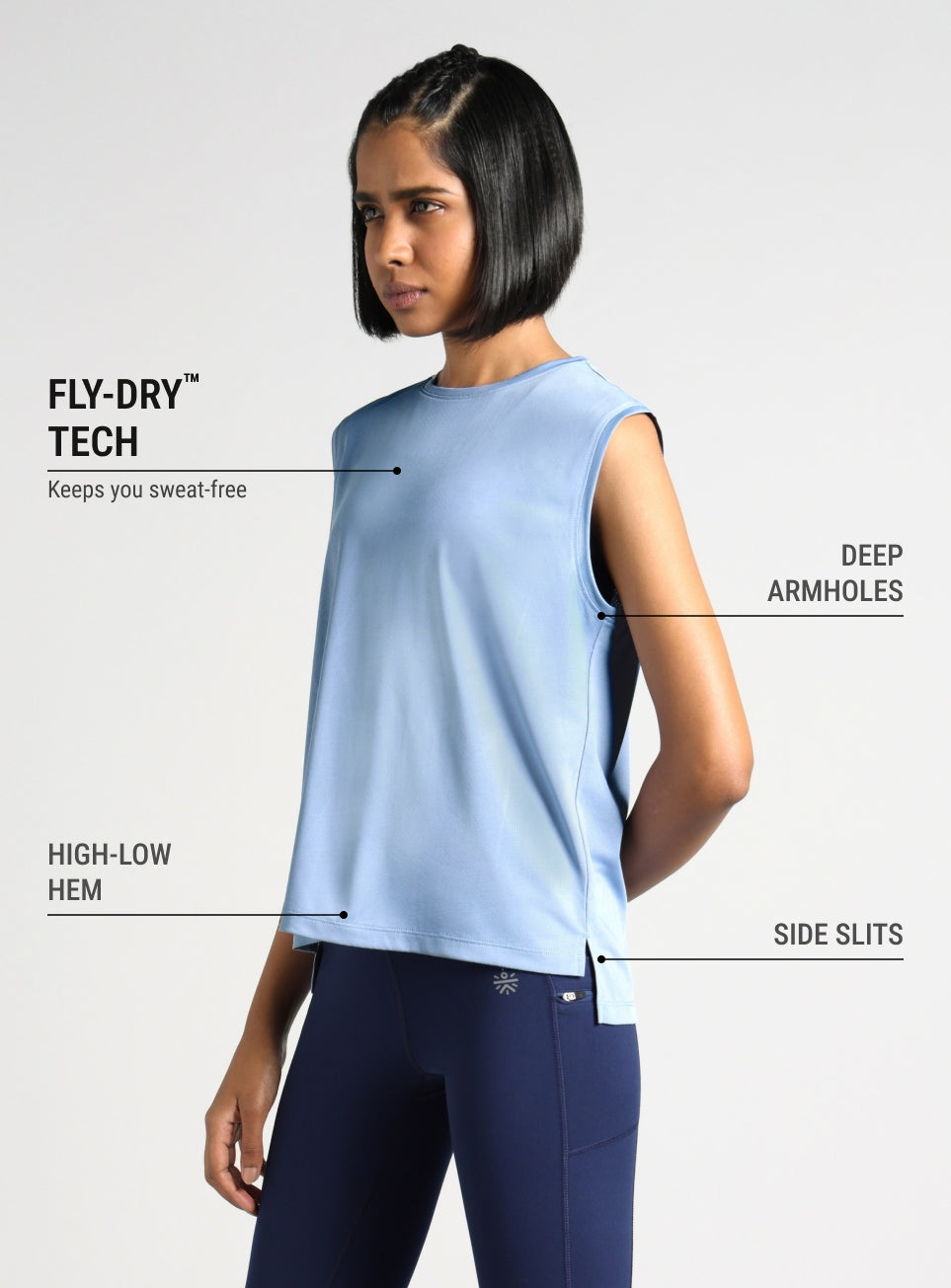 Women's Blue Boxy Fit Training Tank