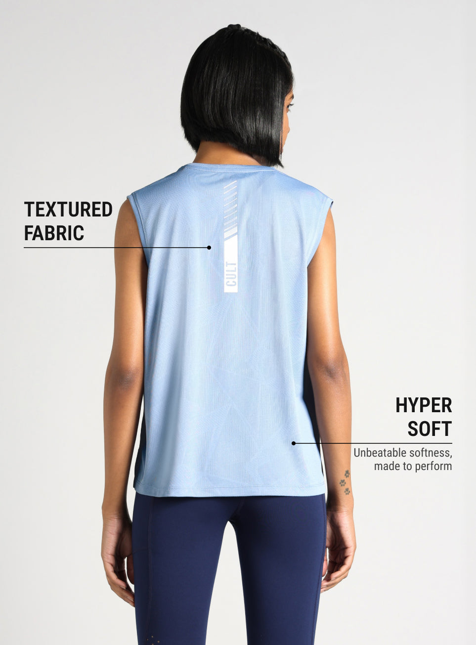 Women's Blue Boxy Fit Training Tank