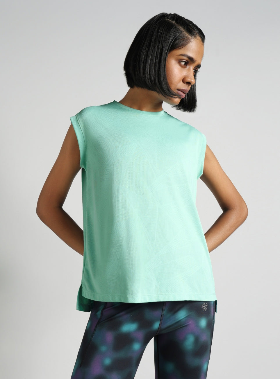 Women's Blue Boxy Fit Training Tank