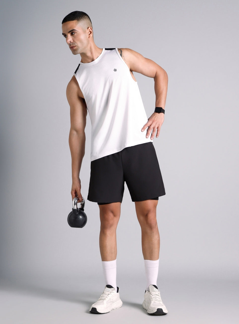 Men's White Train All Day Tank