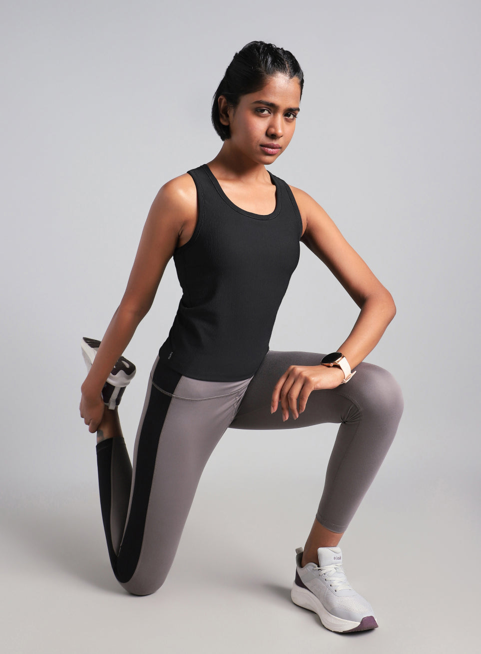 Women's Black Run Built-In Tank Sports Bra