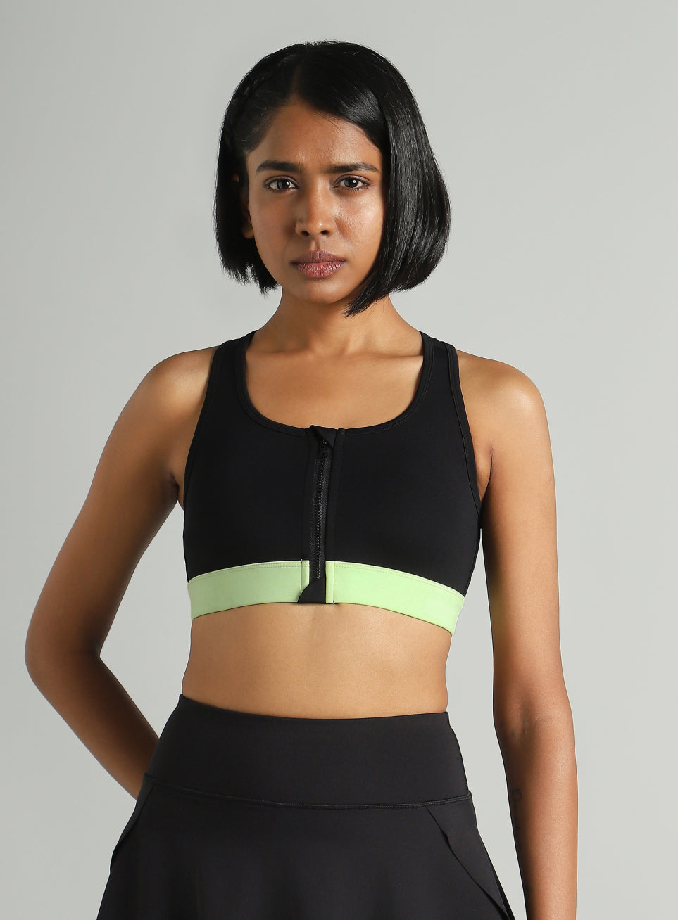 Women's Black Front Zip High Support Training Bra