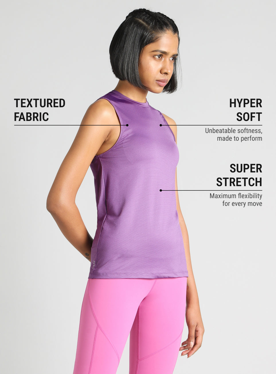 Women's Purple Swift Back Vent Training Tank Top