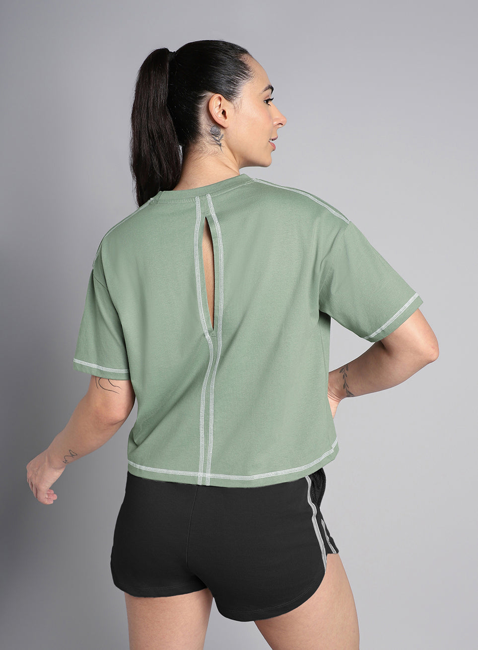 Women's Green Unity Boxy Crop Fit Top
