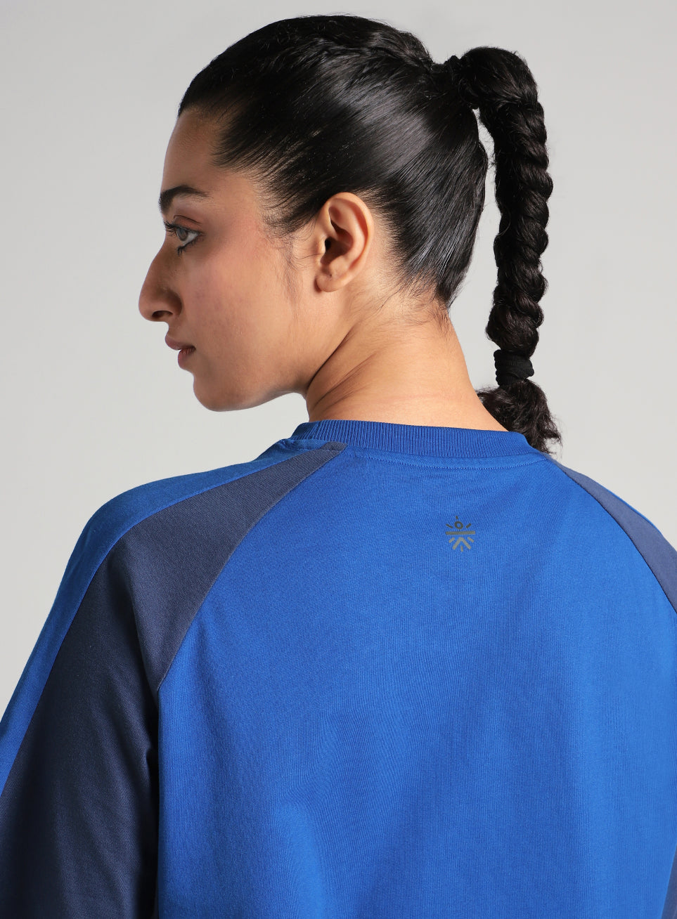 Women's Blue Classic Power Block Oversized Fit T-shirt