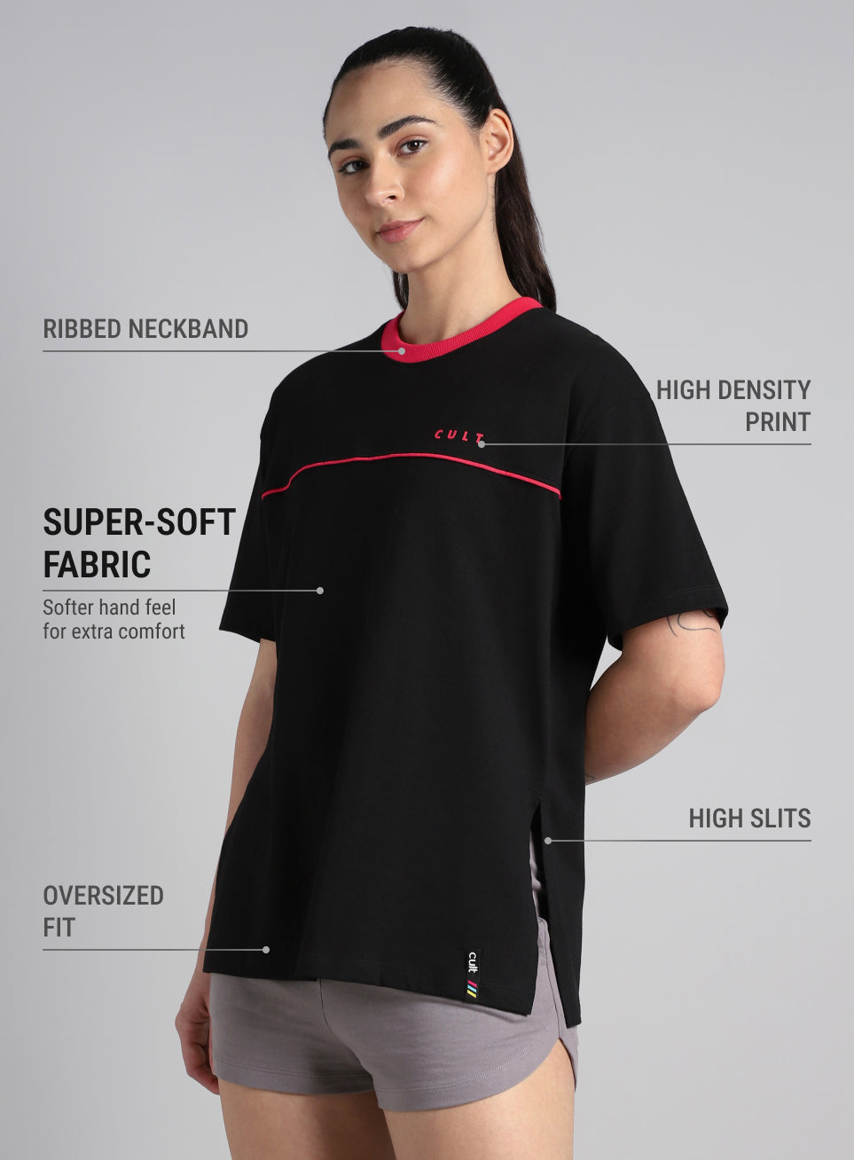 Women's Black Cult Classic Oversized Fit T-shirt
