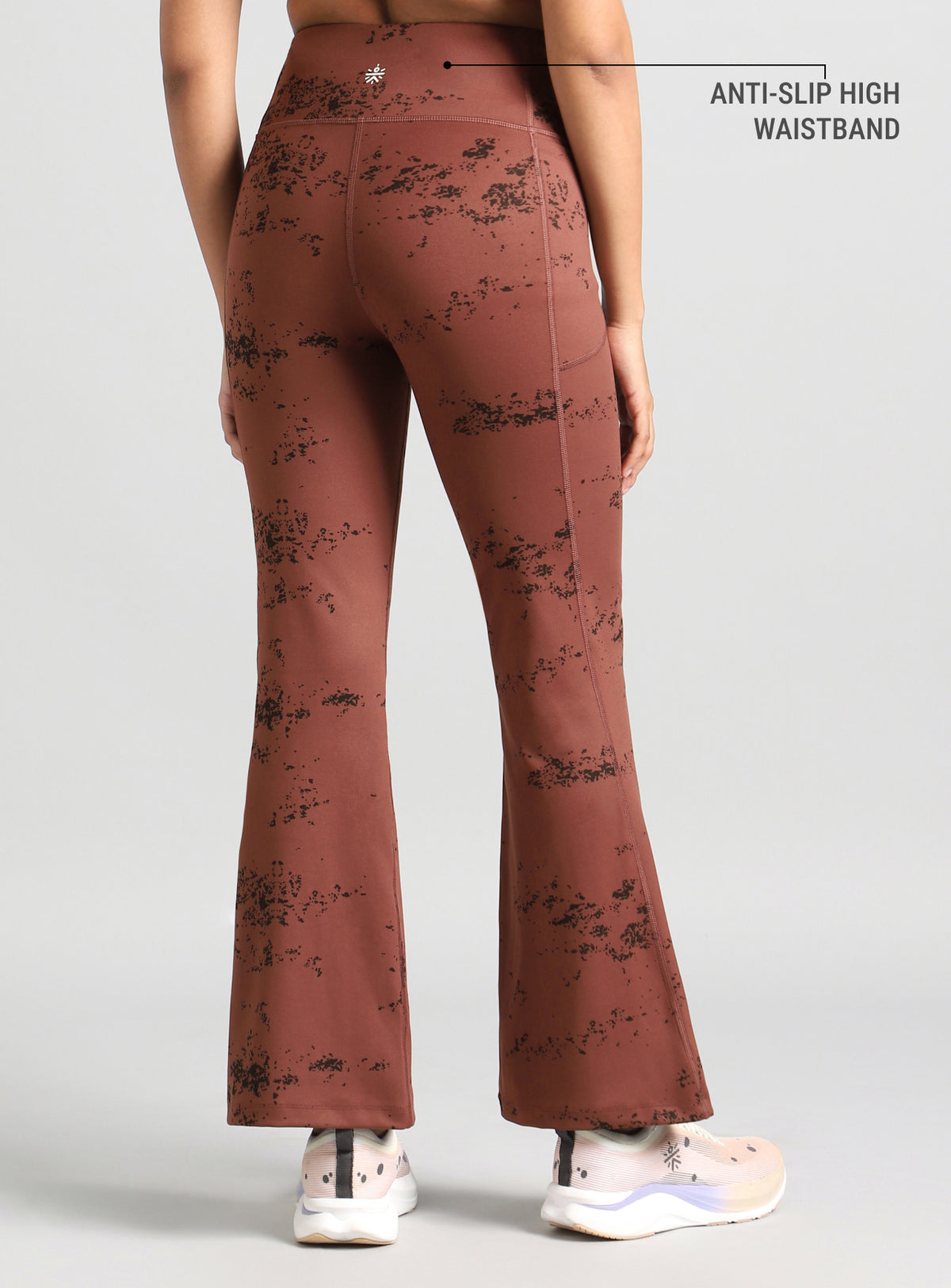 Women's Brown Training Printed COMFlex Flarepants