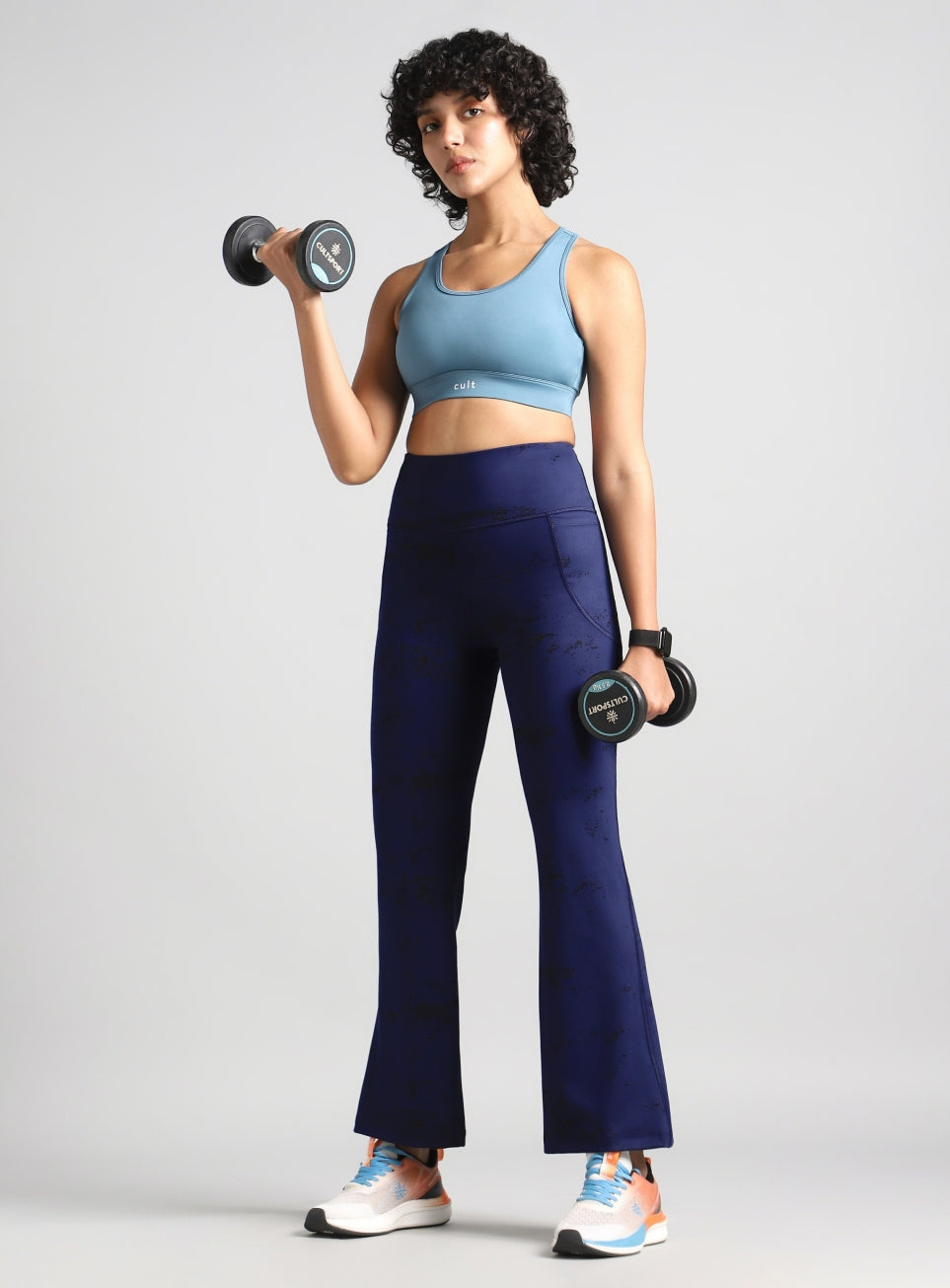 Women's Blue Training Printed COMFlex Flarepants